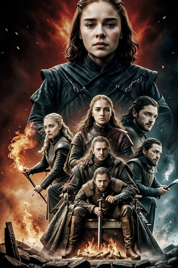 Make a poster of game of thrones with more different colours