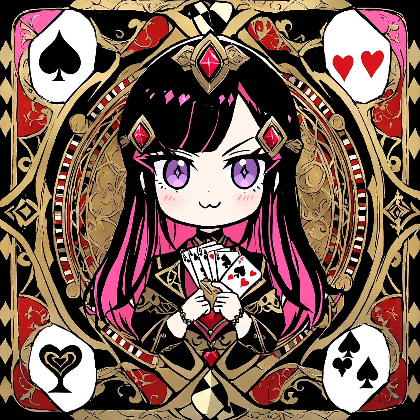 Design the {ace} of {hearts} in the style of a badass anime waifu, blend the traditional poker playing card design with the distinctive visual aesthetics of a sexy and cool girl, ensuring a unique and eye-catching card that captures the essence of the theme while maintaining the functionality and clarity of a standard poker card. --ar 2:3 --q 2