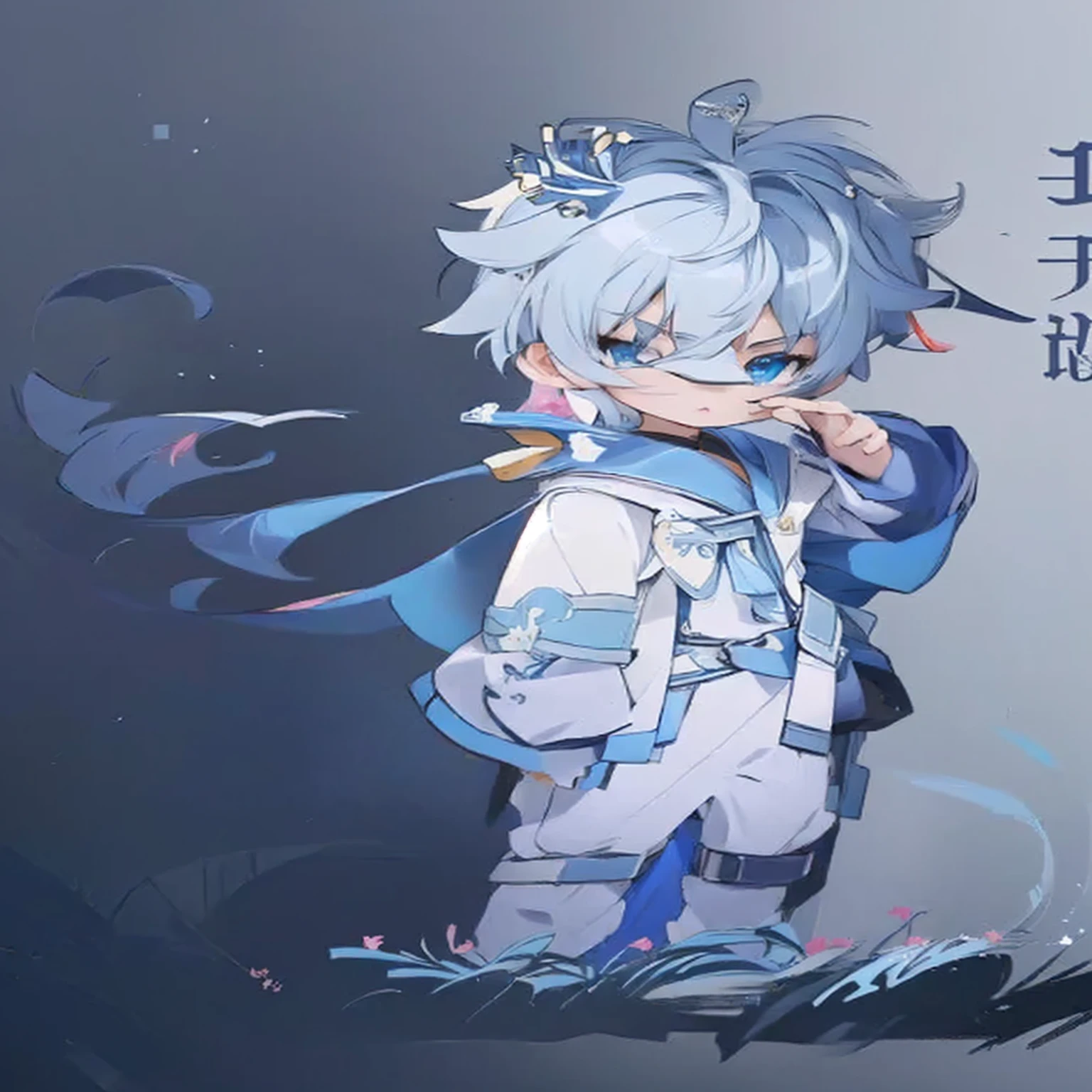 Close-up of a person wearing blue and white clothing, Keqing from genshin impact, Genshin Impact角色, 《Genshin Impact》Zhongli, 2d anime style, Hero 2D Fanart Art, Inspired by Border Guardians, High-quality anime art style, Tall anime man with blue eyes, 2d anime, Genshin Impact风格, Anime Cover