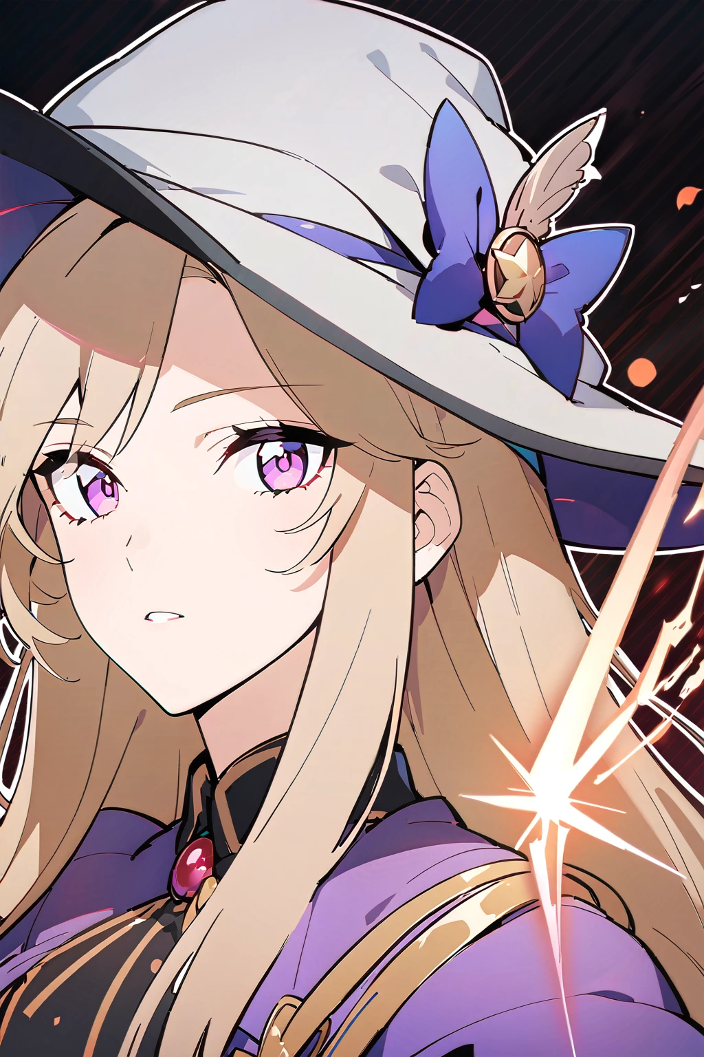 Close-up of a person in a hat and dress, marisa kirisame, Portrait of a female magician, Beautiful anime portraits, Stunning Anime Face Portraits, From Girls Frontline, anime art wallpaper 4k, anime art wallpaper 4k, Frivolous anime witch casting a spell, anime wallpaper 4k, anime wallpaper 4k, portrait of a young witch girl