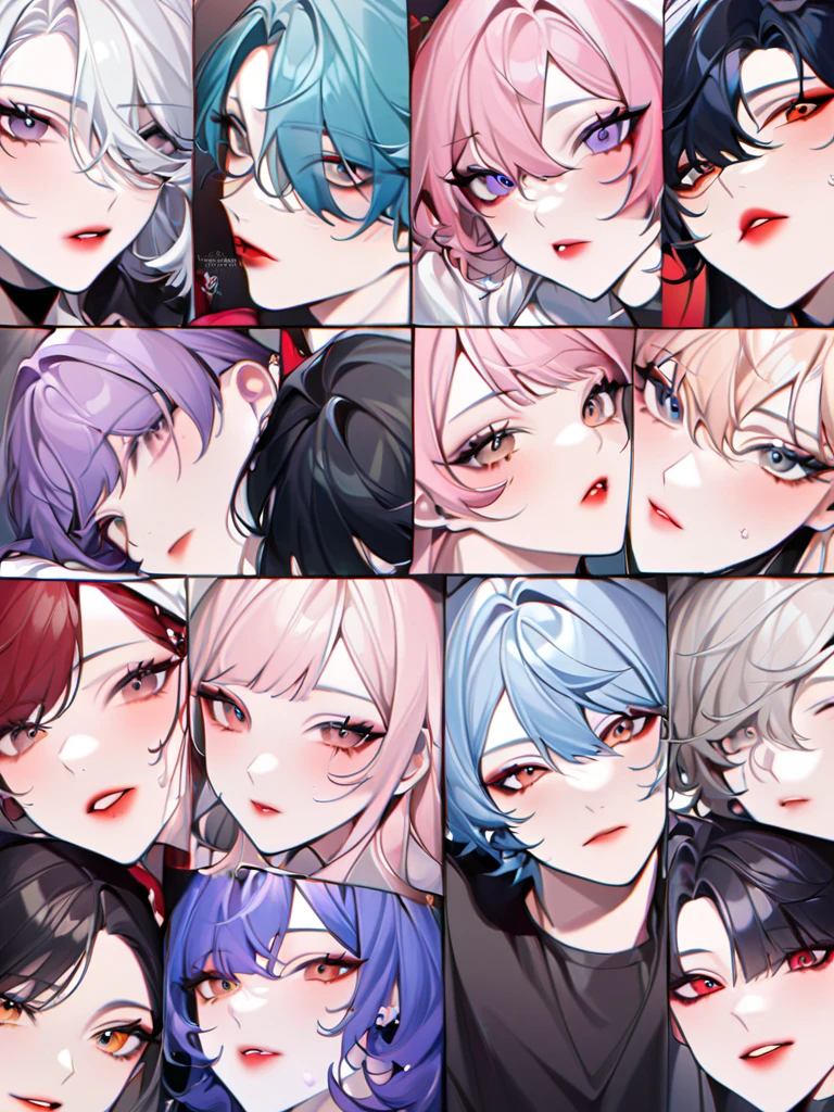 They pose for a photo with painted faces, they both have red lips, Nixeu und Sakimichan, Jimin|full lips, Taejune Kim, ulzzang, jinyoung shin, leaked image, jung jaehyun, inspired by Bálint Kiss, Korean artist, Kissing us together beautifully, jossi de blackpink