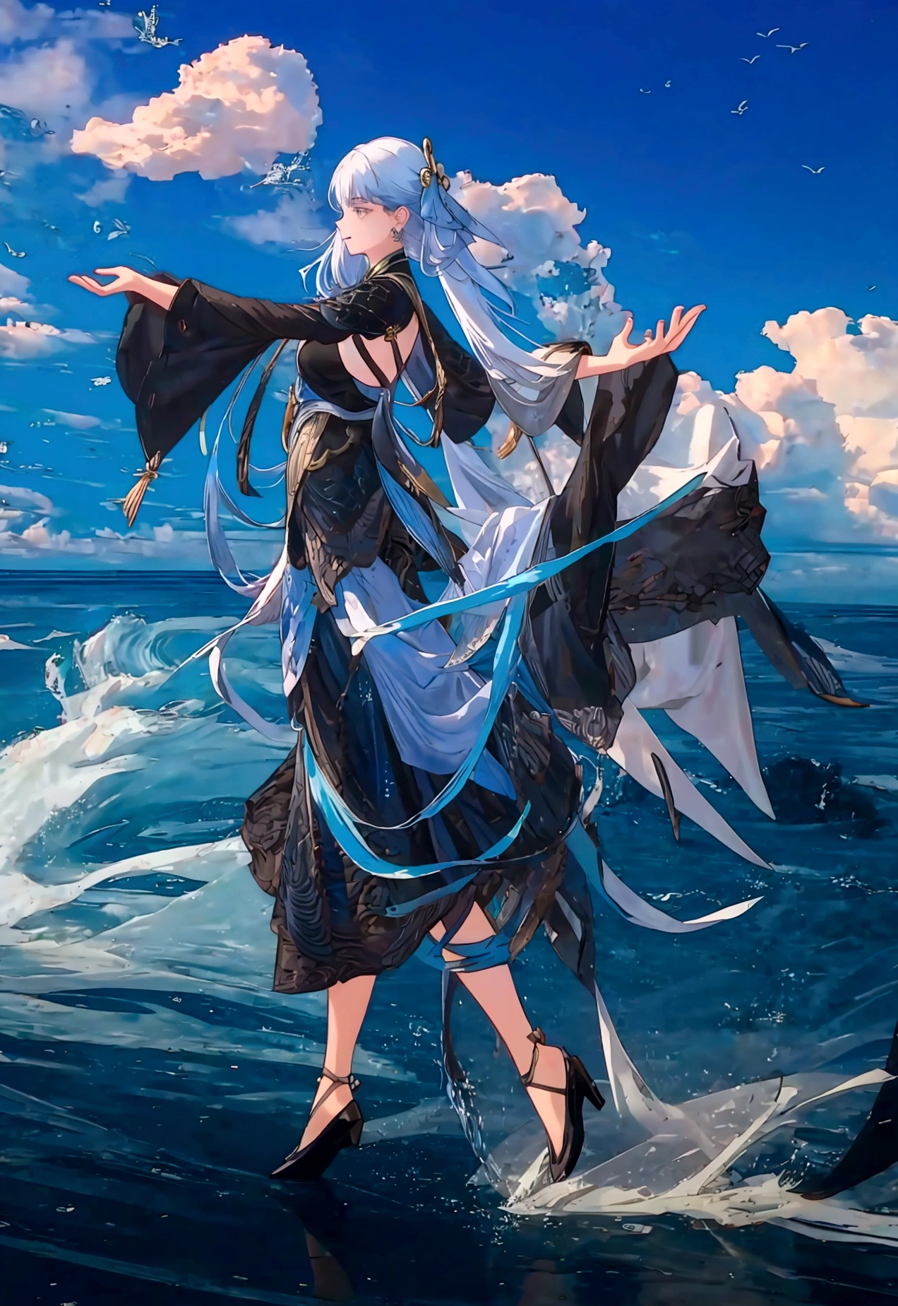 Character (jinshi) (wuthering waves) (character in dynamic pose) (full body)