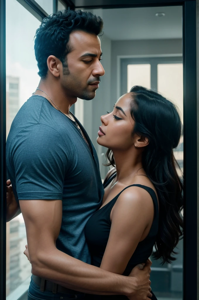 arafed scene of a woman and a man kissing in front of a window, sexy movie photo, kiss, hd movie photo, still shot from movie, shot from movie, movie screen shot, movie screenshot, bollywood, year 2447, year 2134, hot, year 2 8 6 6, action movie still, still from movie, hd shot