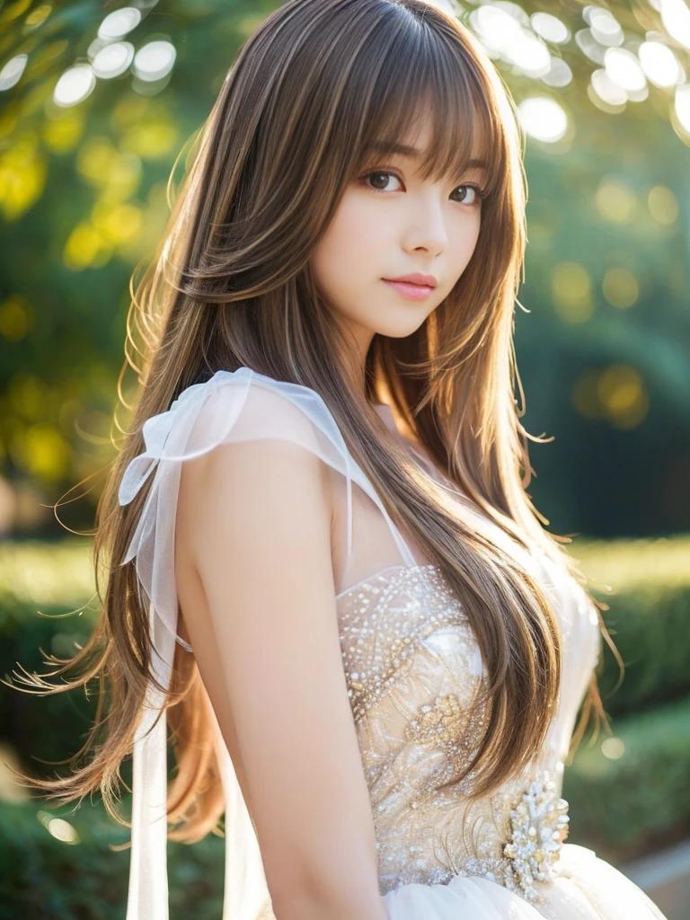 ((whole body)) (big 1.4) Beautiful Fantasy Girl ((Highest quality)), ((masterpiece)), (Get used to it), Perfect Face (1 Girl) (French) (she is 、The cutest teen in Fran ((Highest quality)), ((masterpiece)), length blonde hair length, 輝く茶colorの髪,Golden Silky Hair, Straight Brown Hair, length blonde straight hair, Perfect Silky Straight Hair, Straight Brown Hair, length blonde hair, sheの髪は長くてまっすぐだ, detailed length ((big 1.4)) Super Long Hair down to the ankles ((Neat bangs The neatly trimmed bangs are princess cut and cover the entire forehead......))... 明るい深紅colorの唇 good, Anatomically correct hand Thin fingers Anatomically correct5本の指 Sexy professional makeup Beautiful French girl face, French facial features, Long Hair shiny Long Hair, length, 輝く茶colorの髪, length, Straight Brown Hair, sheの髪は長くてまっすぐだ, Super Long Hair girl, Silky Hair, length blonde hair, Silky Hair, length, Flat Hair, Silky texture, Long Hair, length, Flowing brown hair, thin and shiny hair Anatomically correct、White beautiful human skin and detail of hands and fingers Beautiful Eyes Mouth Details the corners of the mouth rise slightly Cool look (眉毛のcolorは濃い茶colorです) (黄color dress posing for a picture, Disney Portraits, tumbler, What it is?, wearing organza gown, dressed beautiful gown, lady using 黄color dress, color: 黄color, A woman wearing a sparkly floral dress, elegant 黄color skin, gown, Fantasy Dress, Formal Wear, light 黄color beautiful gown, 黄color theme ) (A church with high quality stained glass..) (she'Random Pause) (Random model standing pose)