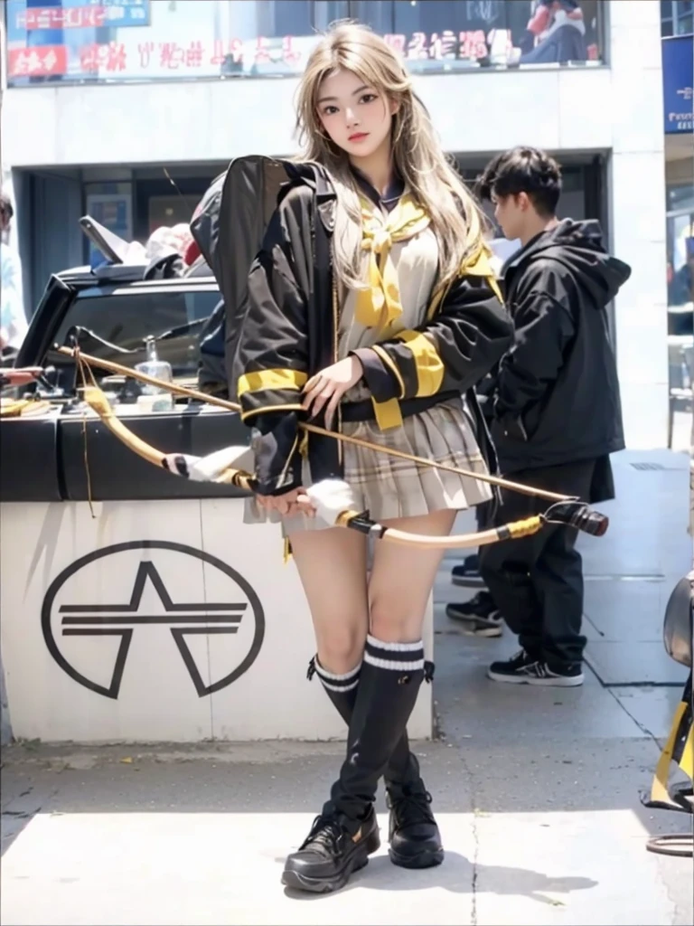Close-up of young girl holding bow