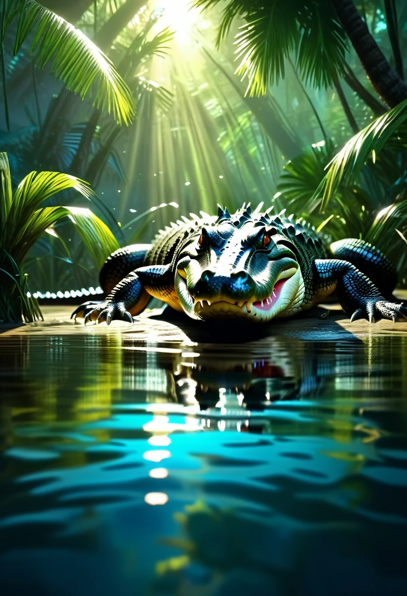 cuban crocodile, 8k, hyper detailed, Magical atmosphere, andreas rocha