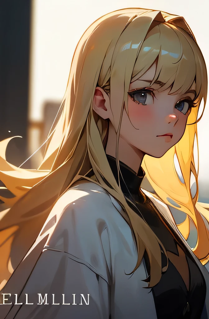 Highest quality、Highest quality、Professional portrait、Science fiction、My name is Emilia Coleman.、-yeld fee、Nickname is Emily、German look、blonde、Long Hair、Wearing a high 、Separated from his parents and raised by his uncle and aunt、He has a sulky side and longs for the adult world.、The background is a blurred night view