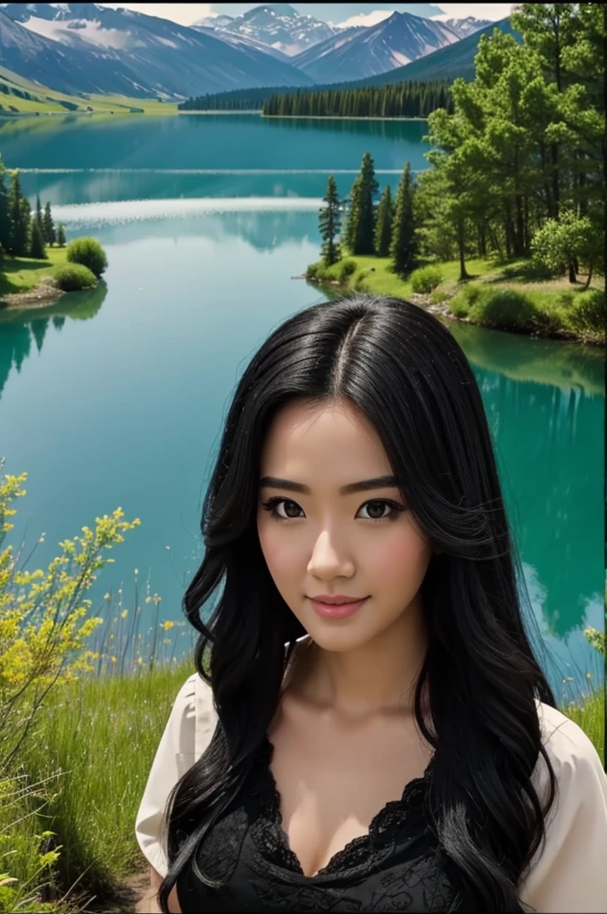A  with black hair stands next to an enchanted lake on the cover of a YouTube video 