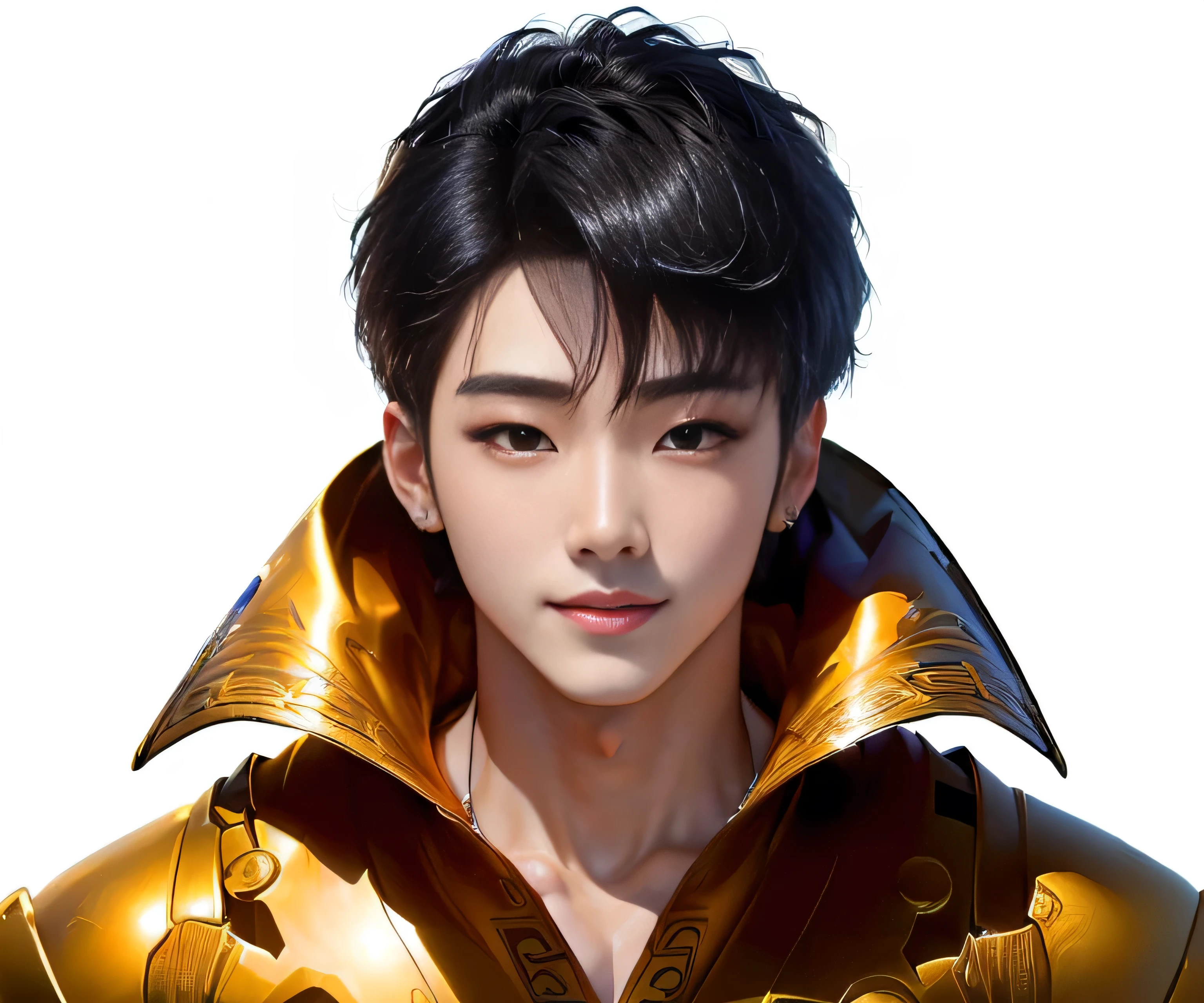 (((8k hyper realistic image!!!))), (((Realistic close-up of a young single very handsome 20s South Korean man!!! the most beautiful man in the world!!, he is the most handsome k-idol ever!!!, he is the god of beauty!!, he is tall he is 1.92 meters high, has long, muscular legs!!, anime styling, astro de k-pop!!))), (((hair is short straight black))), (((His skin is very white like milk, white skin like a vampire))), (((Ele está com um belo sorriso no rosto!!! Sorrindo!!!))), (((Big, golden eyes, inspired by manga and anime!!)), ((muscle body!!, closed!!, legs thick!!, wide chest!!, strong arms!!)), (((inspired by Cha Eun-woo from Kpop group Astro!! Inspired by BTS's V!!))), (((Inspired by Cha Eunwoo from Kpop group Astro))), (((wearing a black and purple outfit))), (((Sky blue background landscape))), personagem de anime styling, Irreal 5. rpg portrait, 2d cg, realistic anime art style, anime styling 3 d realista
