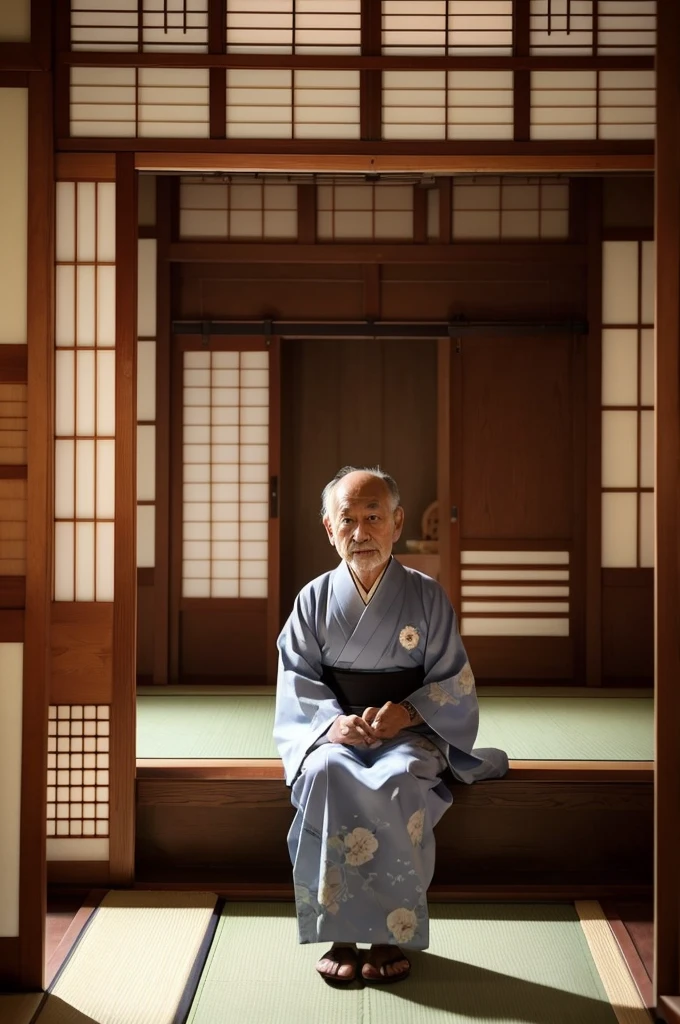 Please draw a:Japanese Yokai「Nurarihyon」。He appears as an old man with a big smooth head.。伝統的なWearing Japanese clothing、家の中にふらりと入り込んで座敷に座っているシーンをPlease draw a。The background is a Japanese house from the Edo period.、Make sure the old-fashioned interior is visible。Please draw a:Japanese Yokai「Nurarihyon」。It has a big smooth head、Figure of an old man with a long and slender body。Wearing Japanese clothing、In his hand he holds a cane。Sitting in the living room of an Edo period house、People in the house々が彼に気づかずにLiving a daily life。In the background are old-fashioned paper screens and sliding doors.が見え、The Japanese-style interior is spreading。Please draw a:Japanese Yokai「Nurarihyon」。In the form of an old man with a big smooth head、She is wearing a calm kimono.。Sitting quietly in the living room of an Edo period house、There is a soft light in the room。People in the house々was unaware of his presence.、Living a daily life。In the background are old-fashioned paper screens and sliding doors.、And traditional Japanese interiors are spread out.、There is a tranquil and mysterious atmosphere.。