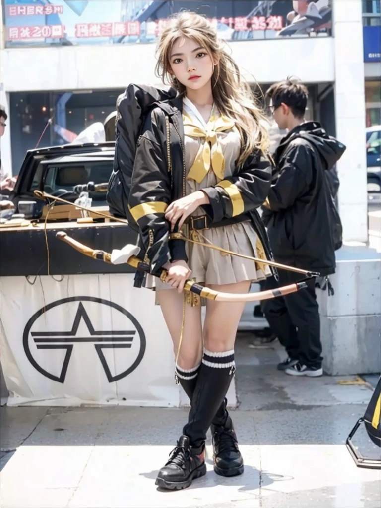 Close-up of a young girl holding a bow