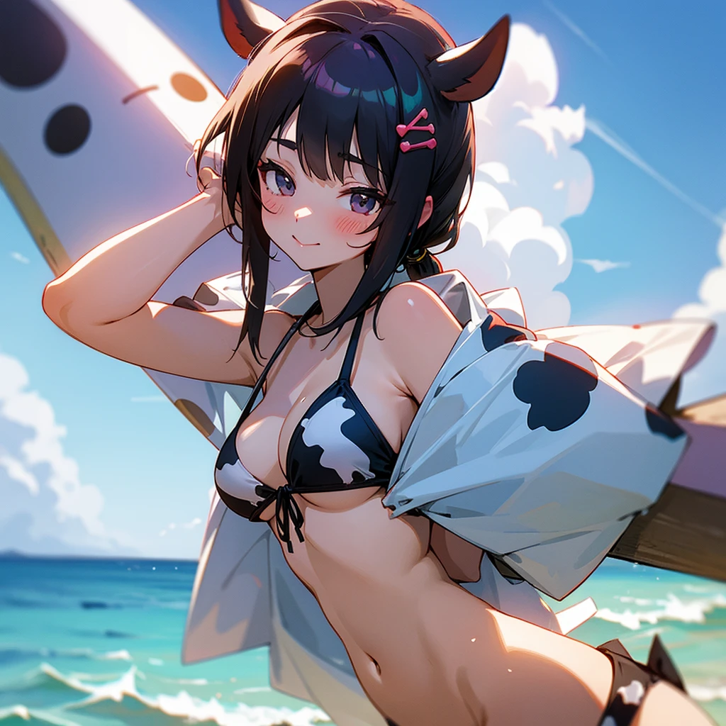 Nuko ears　Cow print bikini　Cute beauty
