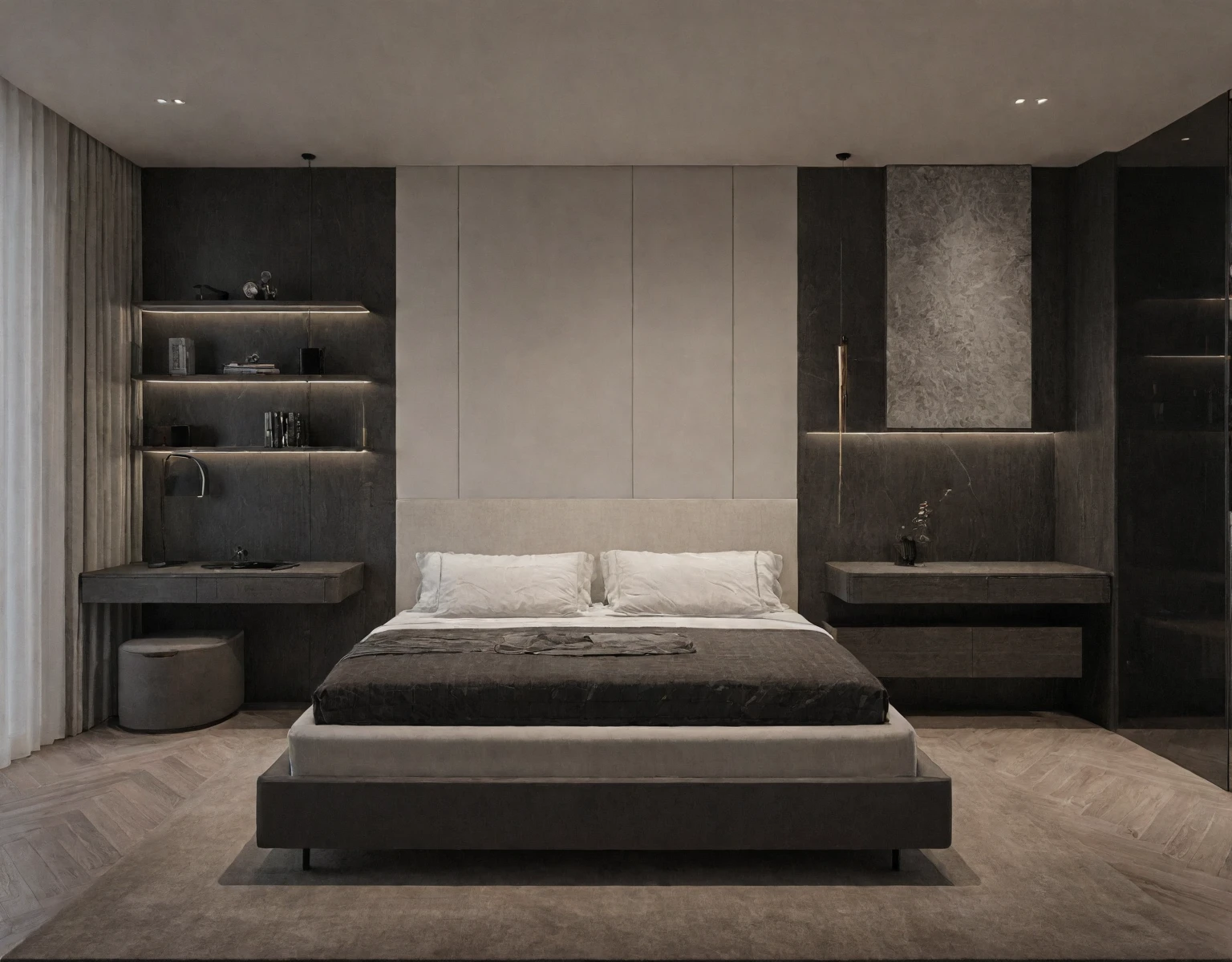 Raw photo,Masterpiece, high quality, best quality, authentic, super detail,
interior, bedroom, modern luxury style,bed
