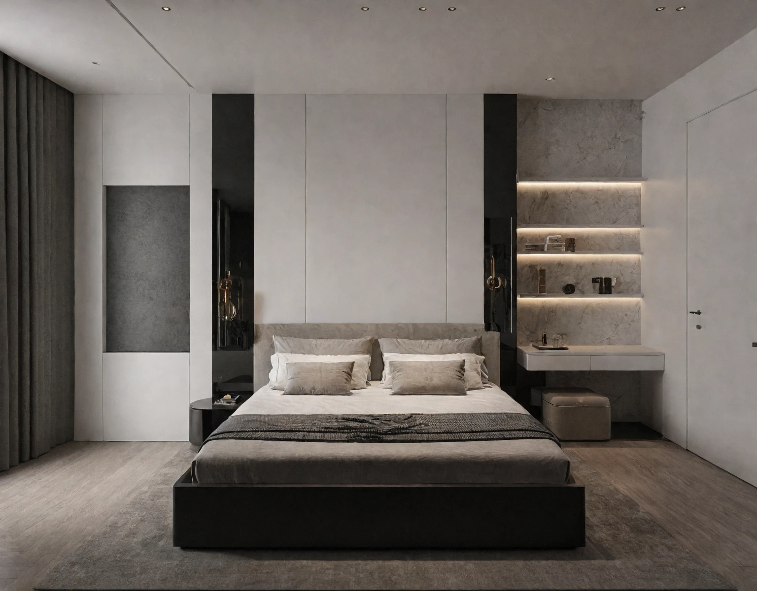 Raw photo,Masterpiece, high quality, best quality, authentic, super detail,
interior, bedroom, modern luxury style,bed