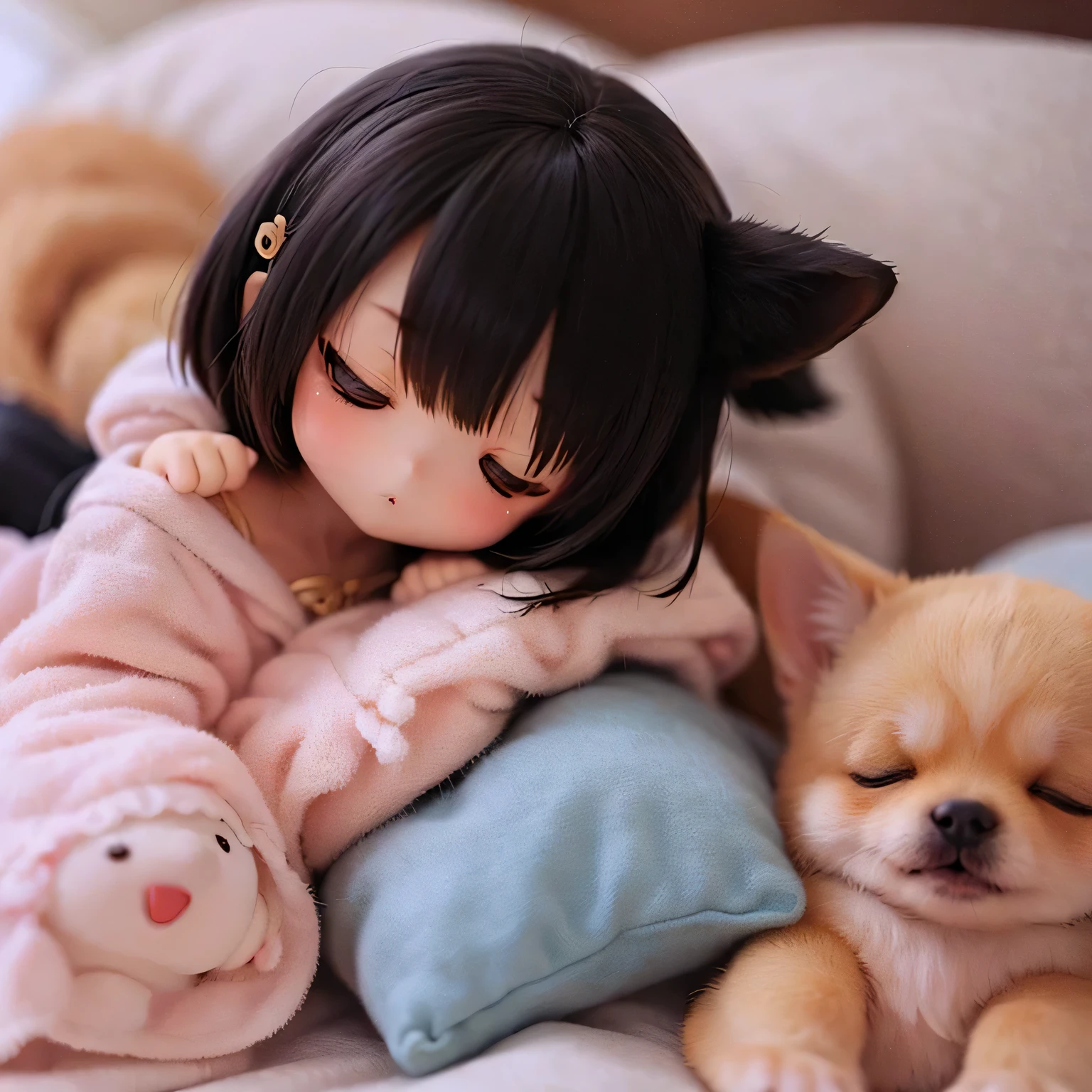 
Shiba Inu Girl Chibi Pajamas、Sleeping in bed