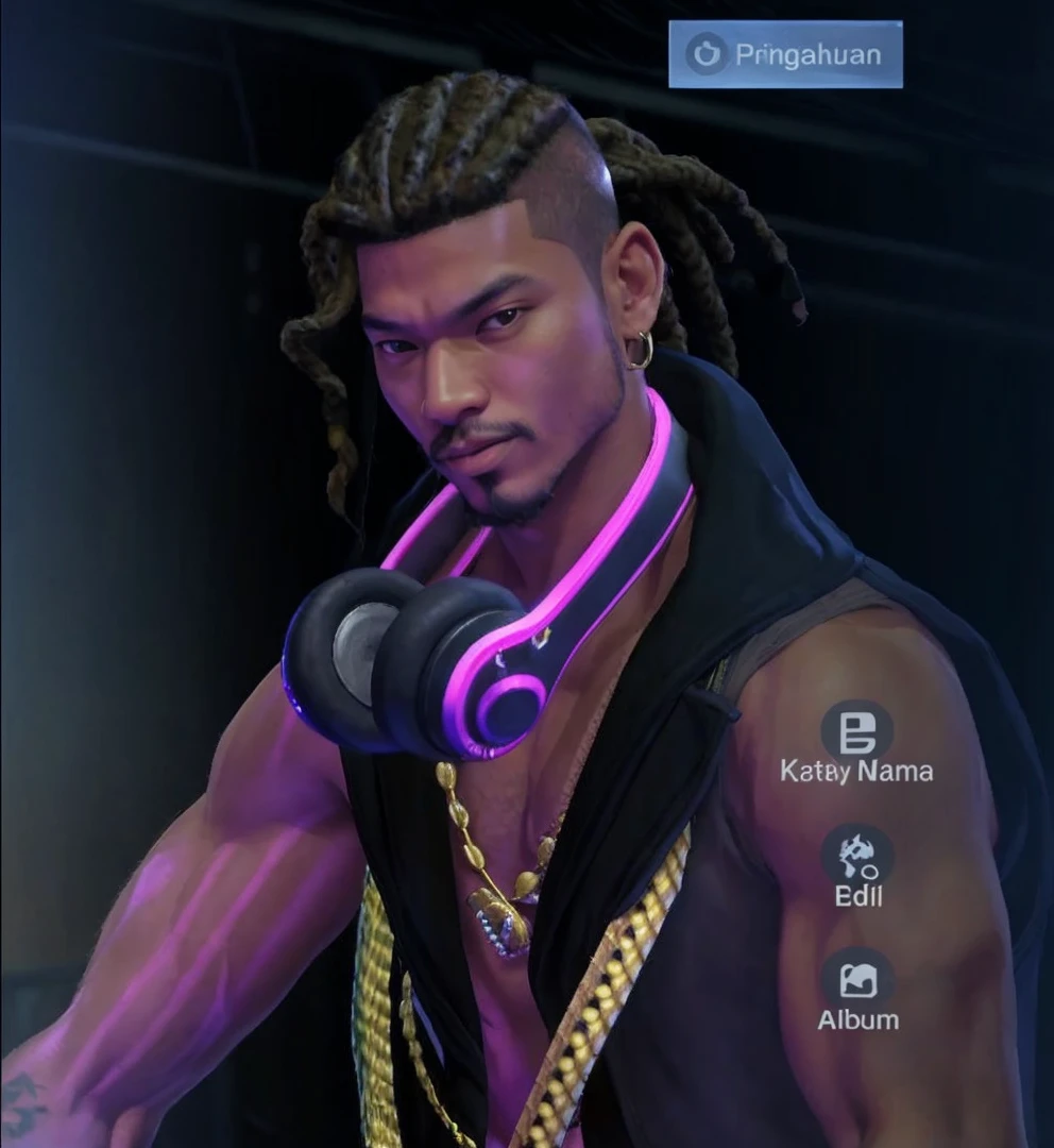 masterpiece, highest quality, High resolution, very detailed, detailed background, cinematic lighting, 1man, 40 y.o, asian man, rasta hair, wearing rasta headcap, long beard, unique beard, (beard:1.1), standing, wearing rasta t-shirt, band personel, carries accoustic guitar, reggae singer, jamaica