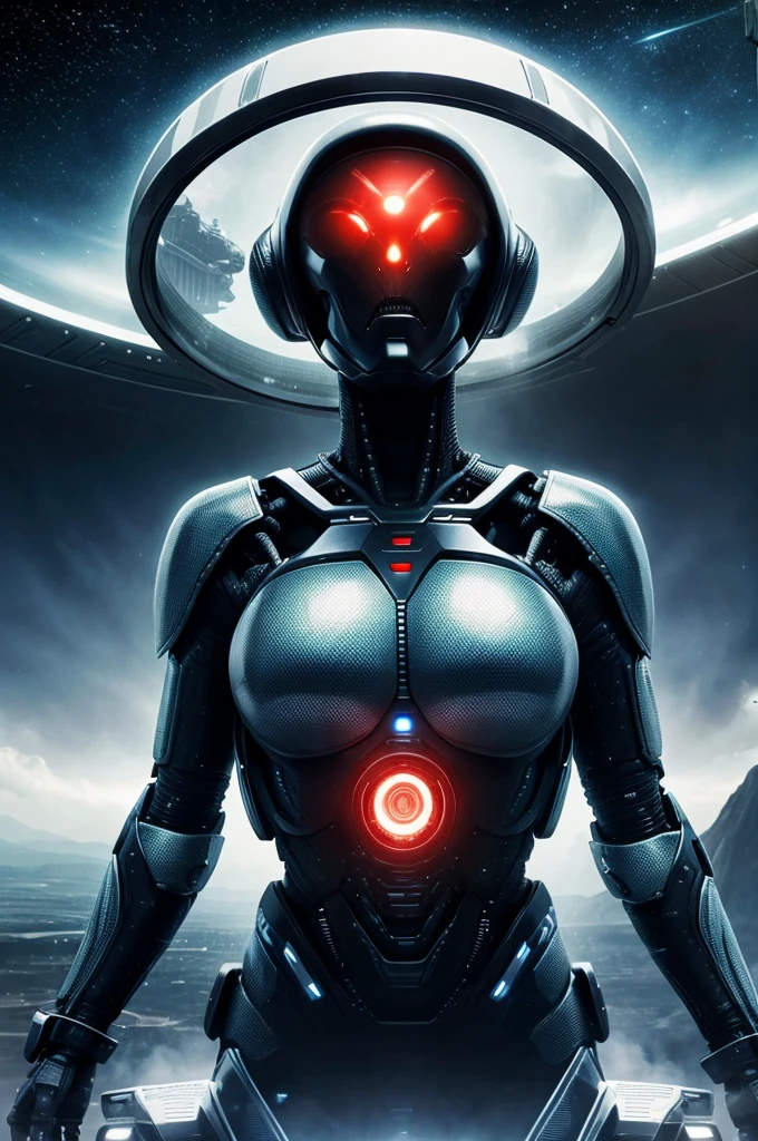 Future with alien invasion and artificial intelligence domination and a war between aliens with artificial intelligence with advanced technology