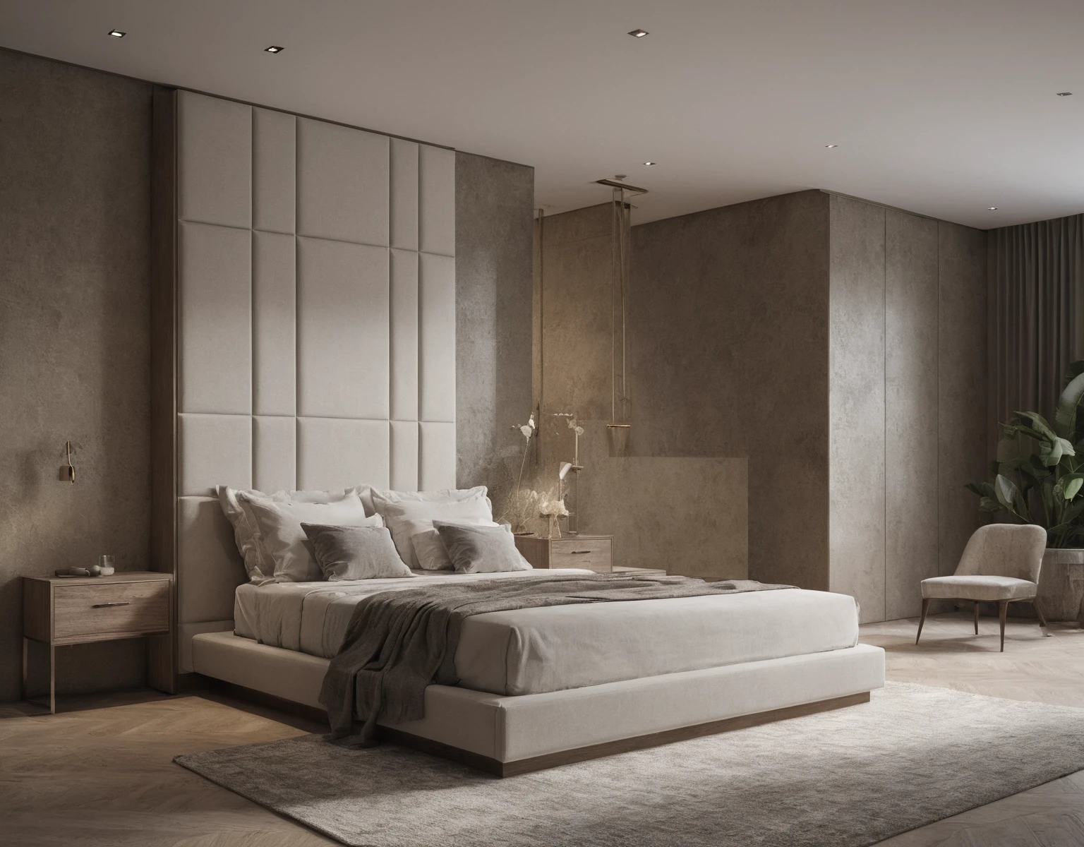 Raw photo,Masterpiece, high quality, best quality, authentic, super detail, interior, bedroom, modern luxury style,bed
