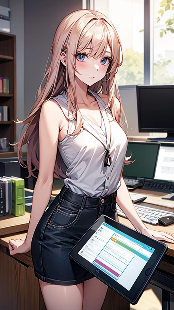 In a coworking space、Freelance designer working on a tablet。
Surreal woman,Real life anime girls,Beautiful girls