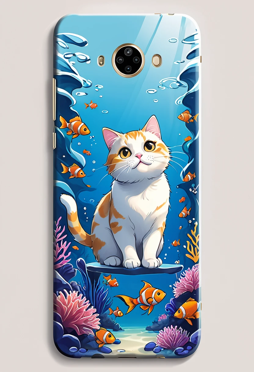 Huawei mobile phone case design:1 cat image,fish