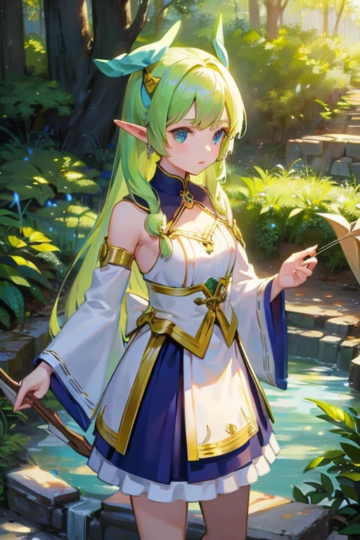 Elf、girl、Pale yellow-green、On the tree、Bow and Arrow