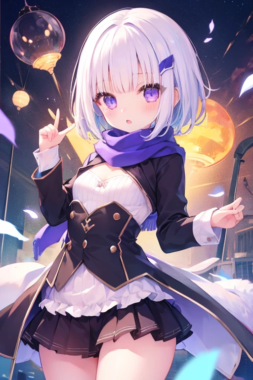 Very beautiful and shining eyes、shining eyes、((1 girl))、small breasts、big mouth、high school girl、small breasts、Short hair with a sense of transparency、scarf、hot pants、transparent clothes、childish clothes、7 year old girl