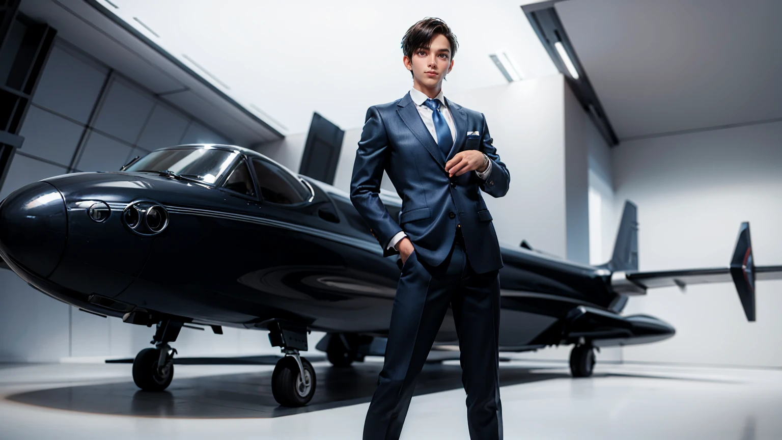 full body, straight standing pose, a young man, handsome, businessman blue suit, entrepreneur man, simple plane white background,