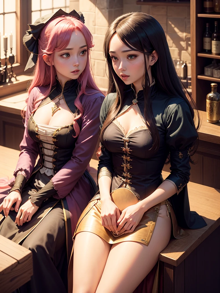 1girl,murasakishikibu, murasaki shikibu, brown hair, (purple eyes:1.1), long hair, big breast, BREAK black dress, dress,, frills, juliet sleeves, grey undershirt,long sleeves, puff and slash sleeves, puffy sleeves, purple gemstone, sleeves past wrists, wide sleeves, cone hair bun, double bun, hair bun, hair ornament, long hair, two side up,BREAK (masterpiece:1.2),(beautiful detailed eyes:1.6), extremely detailed face, perfect lighting, extremely detailed CG, (perfect hands, perfect anatomy), standing in a Torture chamber