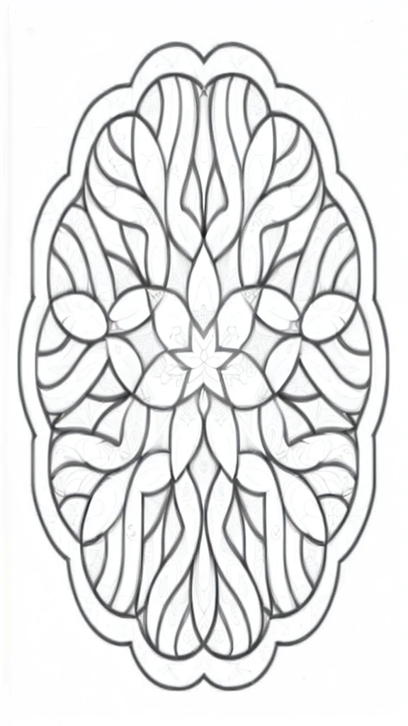 4k, black and white drawing of circular design, Bunny girl, intricate thin lines, centering radial design, coloring pages, simplified zentangle, coloring book outline, mandala ornament, round design, large motif, black and white only, no outline, intricate designs, coloring book, celtic design, intricate lines, no gradients