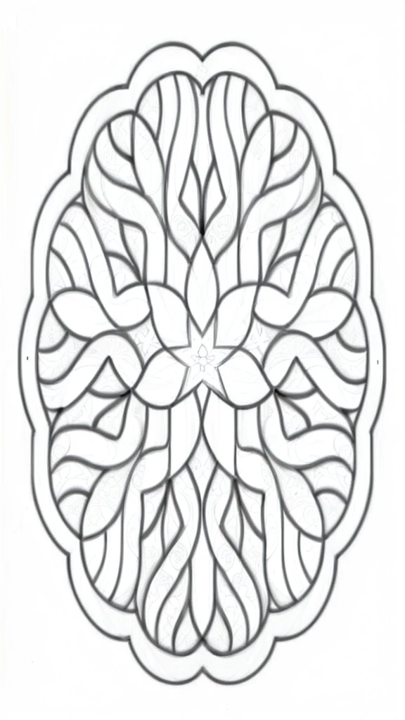 4k, black and white drawing of circular design, Bunny girl, intricate thin lines, centering radial design, coloring pages, simplified zentangle, coloring book outline, mandala ornament, round design, large motif, black and white only, no outline, intricate designs, coloring book, celtic design, intricate lines, no gradients
