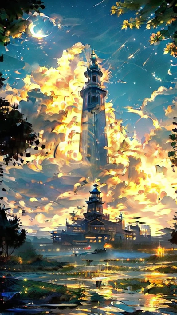 best quality, sacred place, no buildings, no people, auspicious atmosphere, natural landscape, glowing light, fantastic background, lush plants, full moon night, clear water, soft light, mist effect, fine details, high-resolution rendering, 8K 4K quality, serene air, holy aura, natural light, mystical mood