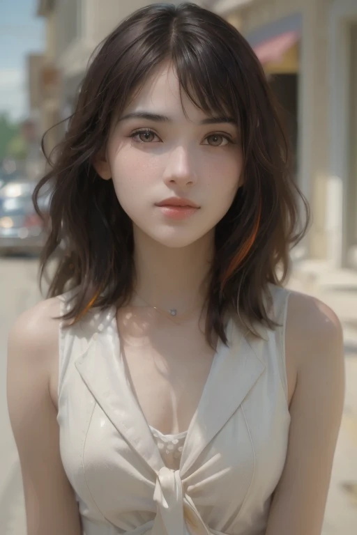 analog style, model shoot style, RAW photo ((portrait:1.8)) of a (young girl:1.5), ((colorful photo:1.5)), (long hair), ((cute face: 1.7, perfect face:1.3)), looking at viewer,
(shiny body:1.5, pale skin:1.5), best quality, epic (by lee jeffries and quentin tarantino photo, sony a7, 50 mm, pores:1.5, colors, hyperdetailed:1.5,
film grain:1.4, hyperrealistic: 1.5), hyper-realistic lifelike texture, masterpiece, unreal engine 5, Extremely detailed CG unity 8k wallpaper, realistic eyes, uhd, HDR, dslr,
Madly detailed photo, (ecstasy of light and shadow, deep shadow), (Winner of the Pulitzer Prize for Photography and Taylor Wessing Photographic Prize)
brown eyes,Woman with bangs