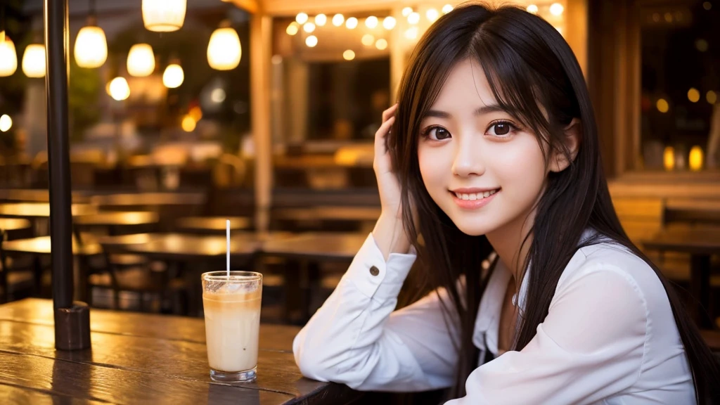 Cute girl working at a cafe terrace Japanese 19age
Professional Lighting Digital SLR Beautiful and elaborate face Perfect and beautiful face Big eyes Smile