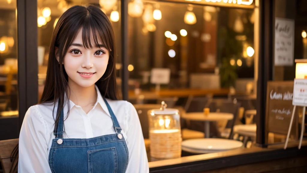 Cute girl working at a cafe terrace Japanese 19age
Professional Lighting Digital SLR Beautiful and elaborate face Perfect and beautiful face Big eyes Smile