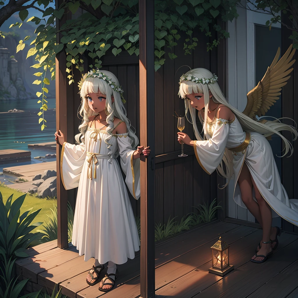 最high quality、high quality、10 years old、Greek mythological god々Costume、Sanctuary Grasslandoonlight、Long dress