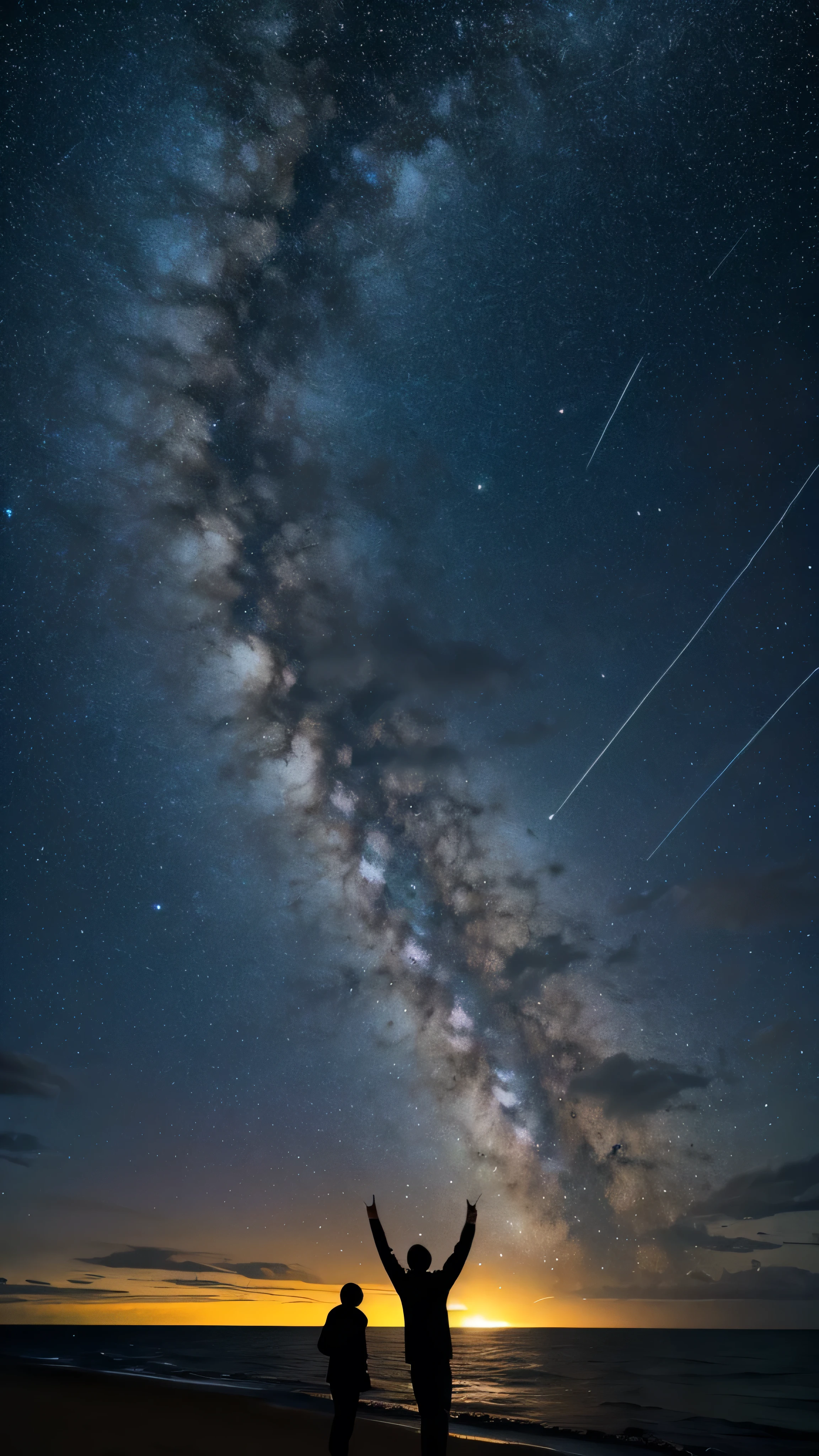 Starry Sky, Ocean, Whales 