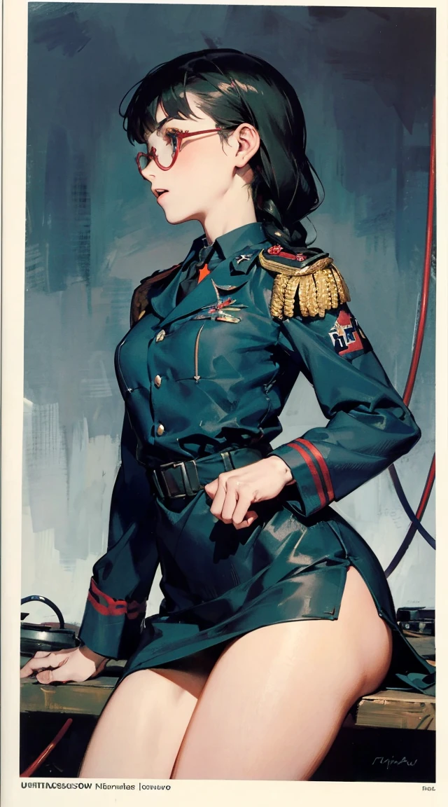 ((((masterpiece))), ((best quality))), ((ultra-detailed)), (CG illustration), ((an extremely delicate and beautiful)),(from side),cinematic light, ((1 mechanical girl)), single, full-body, (machine-made joint: 1.2), ( (mechanical limbs)), (blood vessels connected to tubes), (mechanical spine connected to back), ((mechanical cervical vertebrae attached to neck)), (sitting), forced laughter, (wires and cables around the neck: 1.2), (wires and cables on the head: 1.2) (character focus), sci-fi, extremely thin, colored, the finesAnime girl with a baseball bat and helmet, :14 Frankl + jet radio, :14 Frankl + Akira, Pilot Girl, flkl, mechanized valkyrie girl, Jet Set Radio Station, jet dial radio, Akira artstyle, Akira moto, Impressive and detailed art style, Kauchert Kents, portrait anime space cadet girl, headquarters, profile, orange background，((13 year old girl)), (((slim, thin waist, thin thighs, thin arms)))  Modest outfit, remote shot, detailed beautiful delicate face, detailed beautiful delicate eyes, perfect facial proportions, high-definition skin, fine skin, four-inch best ratio. With one thumb, a masterpiece, highly detailed, realistic, (World War II German general uniform reference : 1.8), the highest face resolution, adult, modestly dressed woman, dressed entirely, ( small, black hair, black straight bangs, super fine braids, straight bangs, red glasses, dark green eyes), future, science fiction, fighter plane, standing On the landing of a fighter plane, the government agency, a deep intelligent personality, a calm expression, a respectful face, a war, a fighter plane  (La mejor calidad:1.1), (Obra maestra:1.4), (absurdos:1.0), retrato, primer plano,1girl, Marinero Urano, KizukiAi, Mujer madura, small breasts, aqua eyes, cabello rubio, Uniforme Sailor Senshi, Collar de marinero, arco de pecho, Arco trasero, Falda suplicante, Guantes blancos de codo, Acostado boca abajo, en el suelo, con el trasero en alto, mostrando el culo de espaldas, without looking back