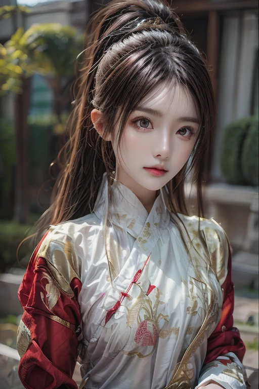 Fei Yu_robes， red cloth， Gold Embroidery， black embroidered gold， high ponytail， depth of field， Ancient Chinese scenery， 1 girl， ulzzang-6500v1.1， （manuscript： 1.2）， （realistic： 1.3） ， สาวสวยกับdetailsที่สวยงาม， ดวงตาและใบหน้าที่Very detailed， ดวงตาพร้อมdetailsที่สวยงาม， nonsense， The resolution is incredibly ridiculous.， hugeFilesize， ไฮเปอร์details， High resolution， Very detailed， best quality， Masterpiece， illustration， มีdetailsและสวยงามเป็นพิเศษ， Very detailed， CG， unity， 8k wallpaper， Surprisingly， details， Masterpiece， Highest quality， official art， วอลล์เปเปอร์ CG unity 8k ที่มีdetailsมาก， Cinematic lighting， （Perfect shiny skin：0.6）， The lines are thin and smooth.， （floating）， （small breast：1）， ear nipple ring ， Masterpiece， best quality best，