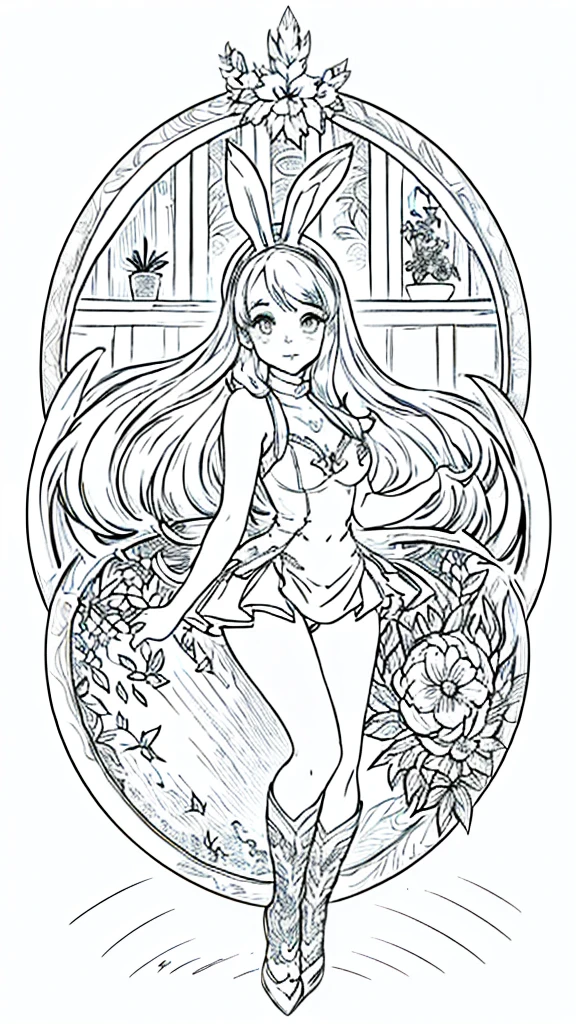 Create an adult coloring page featuring a sexy witch, high detail art, dynamic pose, witches hat, full body, big breasts, sexy outfit, not safe for work, black and white only, line art, coloring page