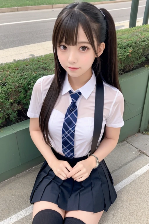 Cute Girls、high school girl、Idol、mini skirt、stockings、See-through、sit