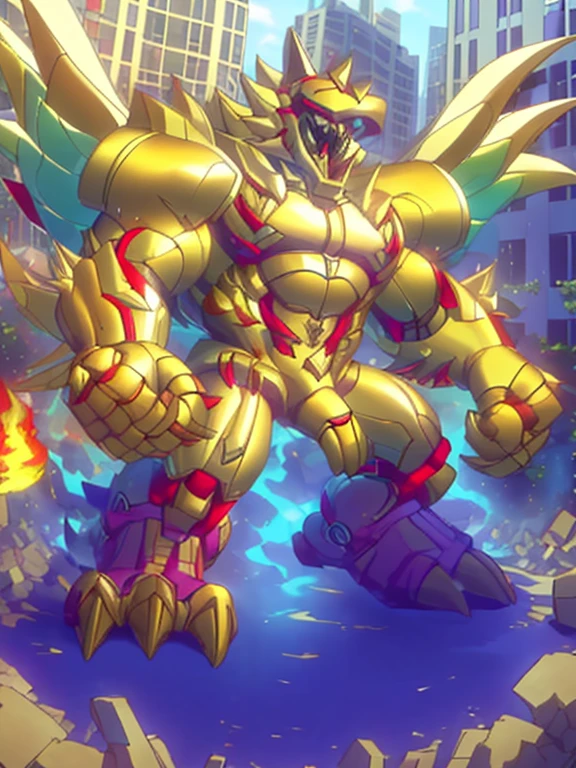 (masterpiece. official art. 8k. best quality. detailed full body. full body.)
(situation 1 : dominating The Phoenix Wolf. The Phoenix Wolf is over 1000 meters long. focus GIANT mechanical Muscular The Phoenix Wolf is trampling the car. Looking down.)
(situation 2 :smoke and flames rising from the destruction in the city)
(Additional details 1: Wearing golden Armor. Cape. Helmet. real texture material. whole body shines like metal. emphasizes the muscles. suit fully made of metal.Robotic suit).
(Additional details 1.5: The arms are golden. The lower half of the body is golden. The wolf-shaped helmet has sharp fangs. The whole body is golden. There is a ring above the head.).
(Additional details 2: Detailed head. Detailed Body. Detailed abs. gigantic muscles. HYPER MUSCLES. Gigachad Muscular. big muscle. pecs. triceps. traps. unusually developed muscular body. body full of huge muscles. showing off muscles. pectorales enormes. Exaggeratedly huge muscles. huge muscles. long legs.).
(Additional details 3:Spread wings. It has wings. The claws are sharp. Sharp teeth.). He is laughing defiantly. The claws are sharp. Sharp teeth.).
(Additional details 3.5 : nj5furry, He is laughing defiantly. medieval armor.). (Additional details 4: golden hyper penis. hyper golden penis. big penis)