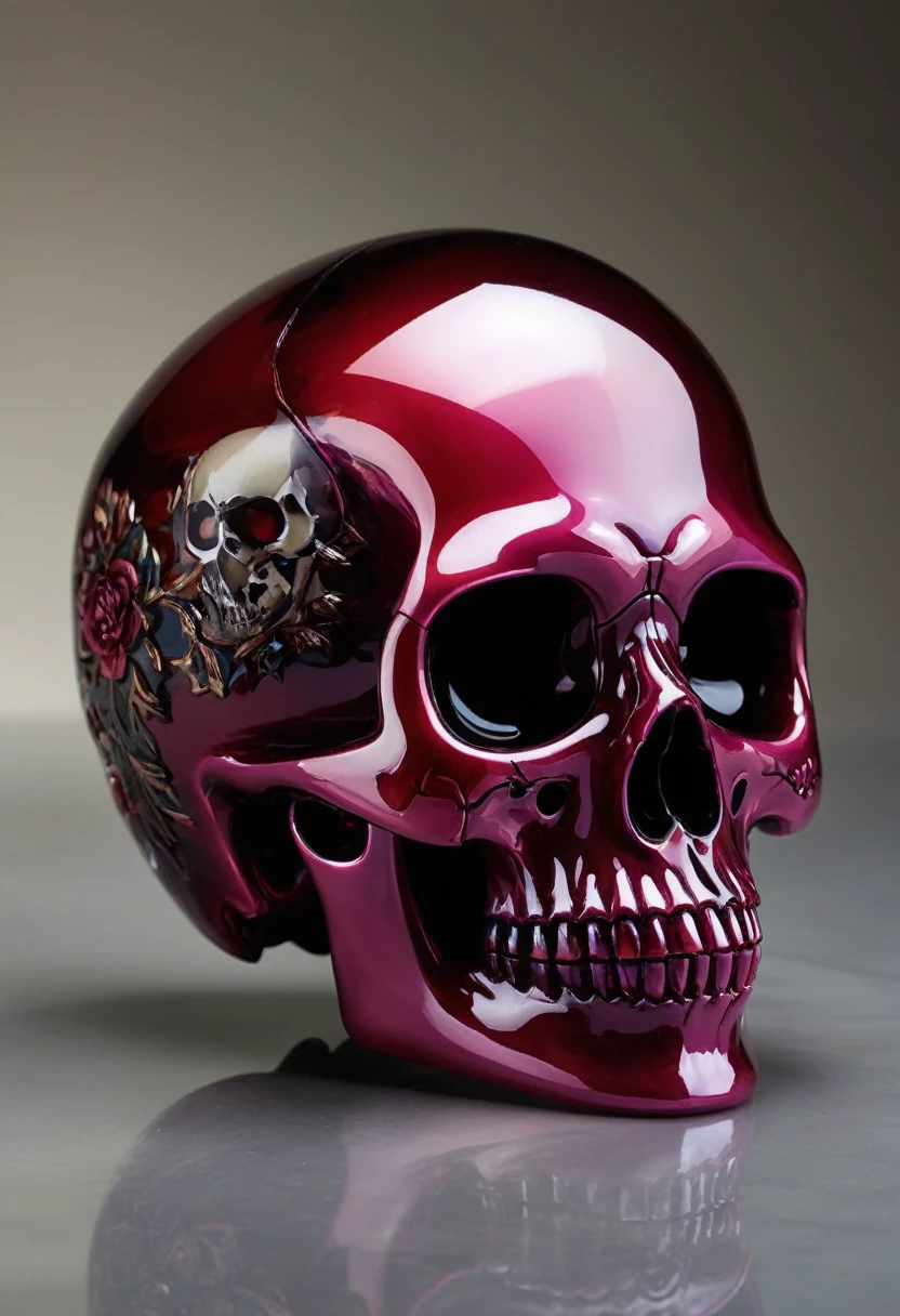 A realistic colored glass skull, beautiful and detailed. To l&#39;interior, ils sont texturés comme du sable tourbillonnant coloré