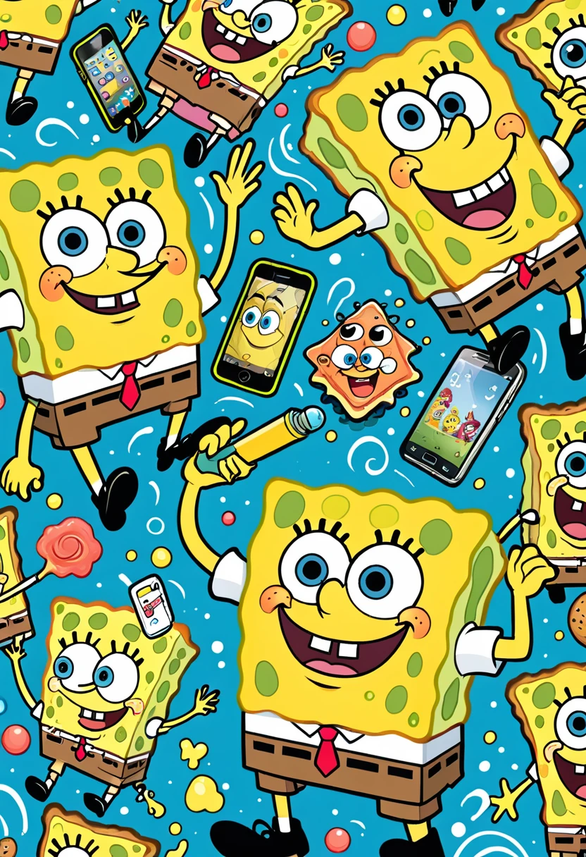 Mobile phone case design:Pattern about SpongeBob