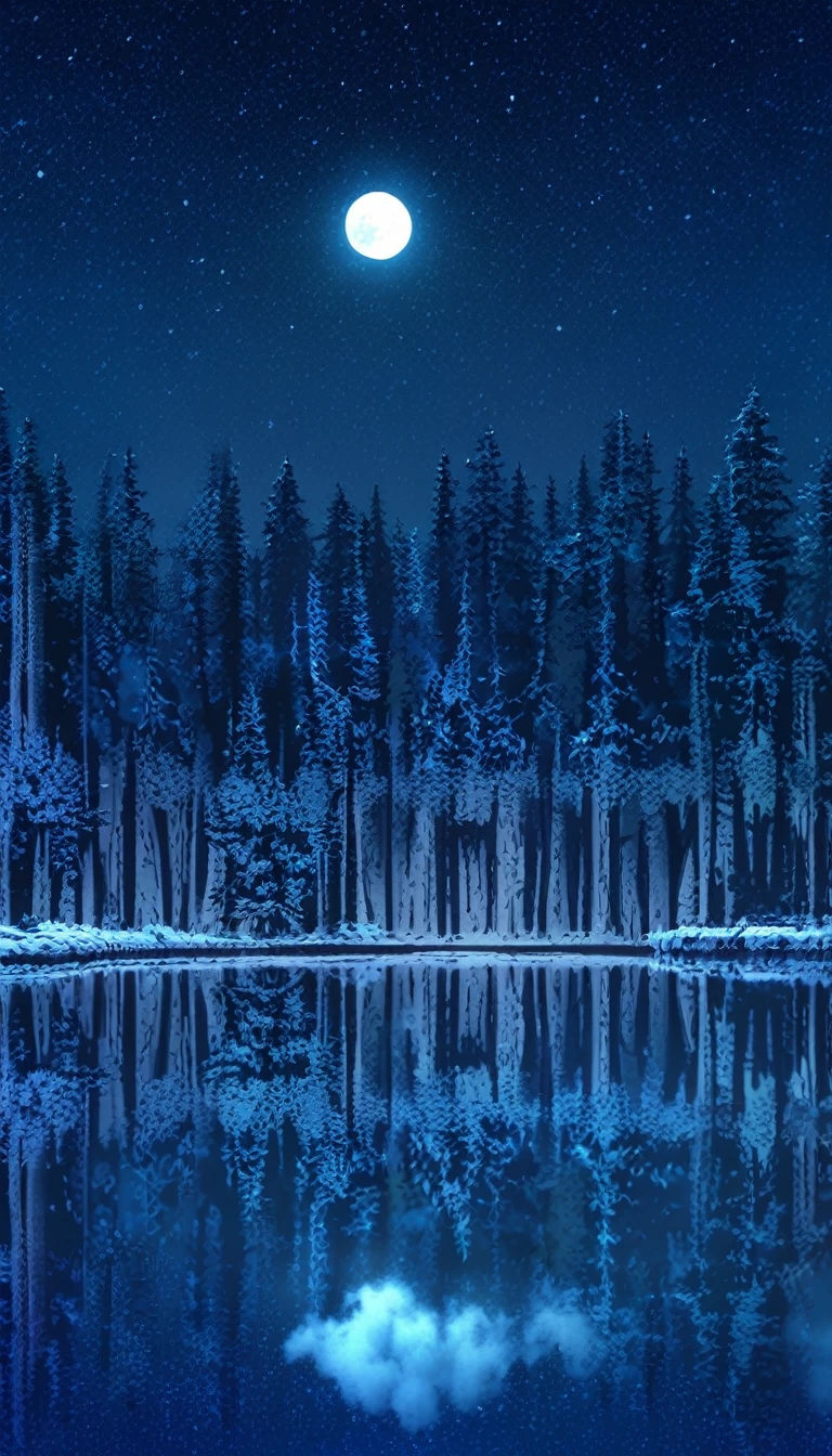 scenery,No humans, null, moon, star (null), night, reflection, starry null, wood, night null, nature, snow, full moon, forest, cloud, 惑star, winter, lake, wood, Blue Theme, window, nature, indoor, Overgrown, forest,
Location of Anime World,