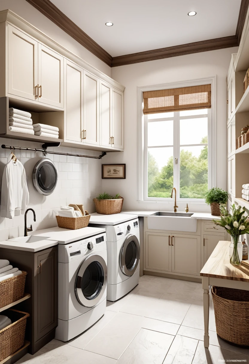 European and American laundry room renderings
