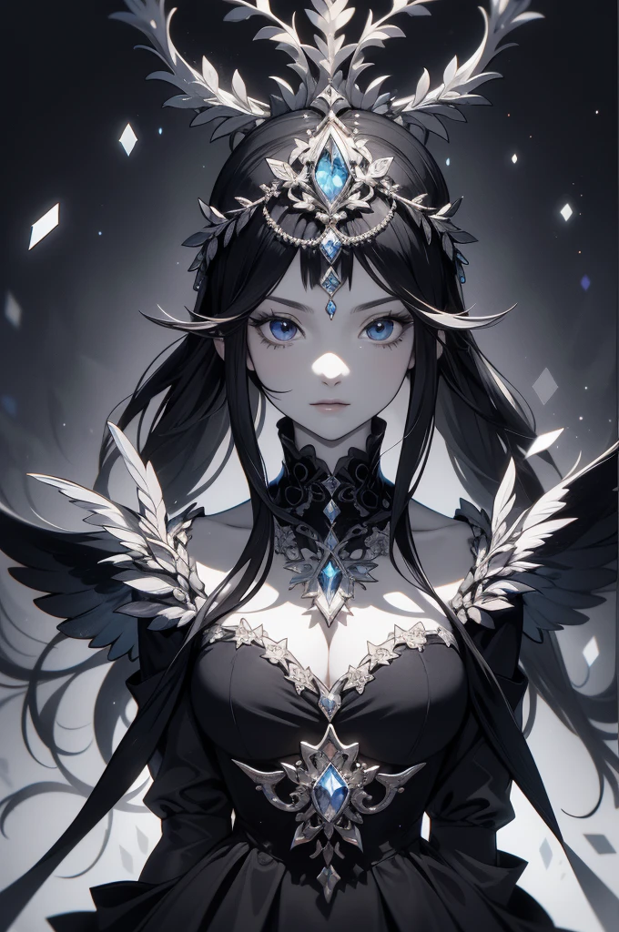 1 female,Intricate details,Use black and white as the main colors,decadent,artwork,Rendering,(masterpiece:1.3),(best quality:1.4),(Very detailed:1.5),high resolution,Very detailed,Unity 8K wallpaper,Dark Fantasy