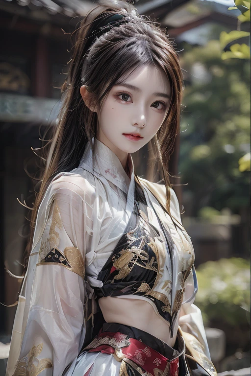 Fei Yu_robes， red cloth， Gold Embroidery， black embroidered gold， high ponytail， depth of field， Ancient Chinese scenery， elegant woman, big breasts, long hair, braid, blonde hair, 22 year old woman， ulzzang-6500v1.1， （manuscript： 1.2）， （realistic： 1.3） ， สาวสวยกับdetailsที่สวยงาม， ดวงตาและใบหน้าที่Very detailed， ดวงตาพร้อมdetailsที่สวยงาม，small waist, nonsense， The resolution is incredibly ridiculous.， hugeFilesize， ไฮเปอร์details， High resolution， Very detailed， best quality， Masterpiece， illustration， มีdetailsและสวยงามเป็นพิเศษ， Very detailed， CG， unity， 8k wallpaper， Surprisingly， details， Masterpiece， Highest quality， official art， วอลล์เปเปอร์ CG unity 8k ที่มีdetailsมาก， Cinematic lighting， （Perfect shiny skin：0.6）， The lines are thin and smooth.， （floating）， （small breast：1）， ear nipple ring ， Masterpiece， best quality best，