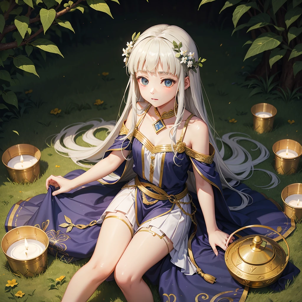 最high quality、high quality、、Greek mythological god々Costume、Sanctuary Grasslandoonlight、Long dress、elysion、Full of light