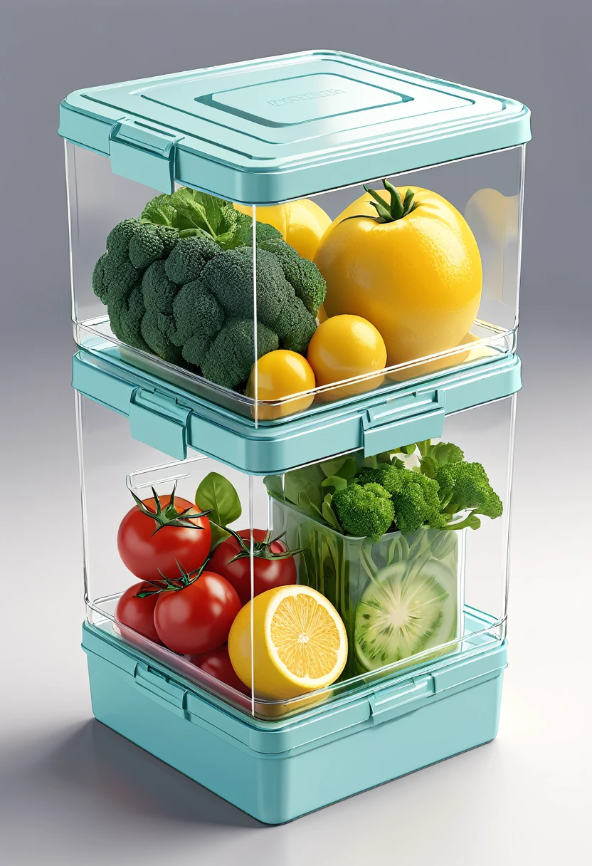 Transparent fresh-keeping box design，Rendering
