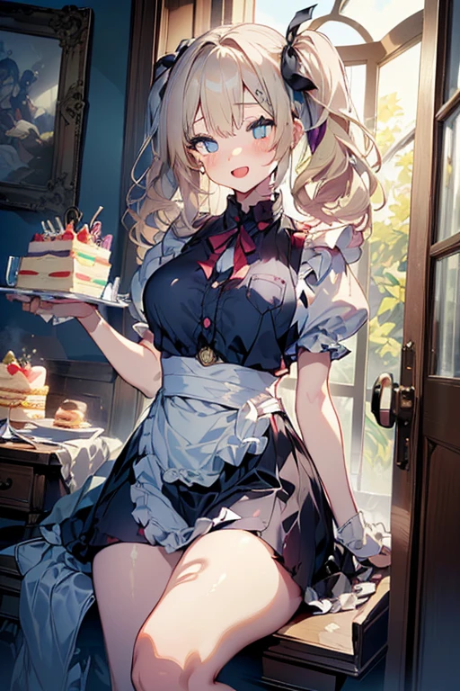 (perky chest:1.2), (pointed chest:1.2),(((Black Tunic:1.3))),(((cakes and bread in the basket),Cute and beautiful girl,Cute round face,Cute smile,with blush cheeks,Red Lip,a girl 22 years old, nsfw:1.2, beautiful body:1.3), shinny skin, BREAK, ((alice in the wonderland:1.3, cute, kawaii, lovely, funny, a girl falling down from sky:1.3, girl flying in sky:1.2, girl floating in air:1.3, rolling upskirt by wind:1.5, (with sparkling eyes and a contagious smile),open mouth, Looking at Viewer, surprised, putting hands on crotch over the skirts:1.35)), BREAK, ((floating things as follows:1.3, PlayingCards, Trump, tea cup, tea pot, tea spoons, pocket watch:1.3, lip sticks, candies:1.2, cookies, jam bottles, classical door_keys)), ((long purply_Blue dress :1.5, wearing long flaired skirt:1.3, the skirt is blowing:1.3, cute White Apron, black stockingedium long platinum-blonde hair:1.2, twin tail hair:1.6, tied hair with a cute ribbon), (Blue eyes, bright pupils with highlights, detailed eyes), (lying down on your back:0.7, spreading legs with rising up straight:0.7), sexy posture, fantastic colorful art, (fantasy art:1.2, wondered images), ((correct anatomy:1.5, perfect anatomy:1.3, correct hand, )),
